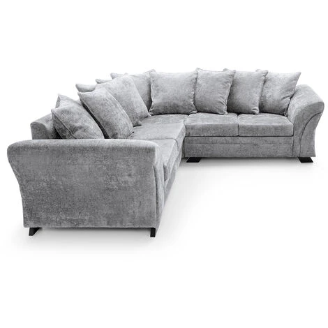 FARROW CRUSHED CHENILLE CORNER SOFA-Light Grey - Color Light Grey 7 FARROW CRUSHED CHENILLE CORNER SOFA-Light Grey - Color Light Grey - Image 5