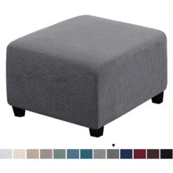 MUFF Footstool Cover Elastic Square Footstool Sofa Cover For Living Room Footstool Furniture(Grey)