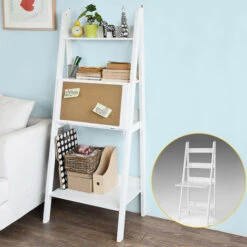 SoBuy Computer Table Storage Display Shelving, Bookcase/Memo Board,FRG115-W -Living Room Furniture Store 5571729 3