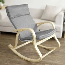SoBuy Wooden Rocking Chair Reclining Relax Nursing Armchair, FST15-DG ,Grey 8 SoBuy Wooden Rocking Chair Reclining Relax Nursing Armchair, FST15-DG ,Grey -Living Room Furniture Store 5571735 3
