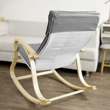 SoBuy Wooden Rocking Chair Reclining Relax Nursing Armchair, FST15-DG ,Grey 6 SoBuy Wooden Rocking Chair Reclining Relax Nursing Armchair, FST15-DG ,Grey - Image 4