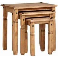 Corona Nest Of Tables Set Of 3 Pine Solid Wood Occasional Coffee Tables -Living Room Furniture Store 56133233 5