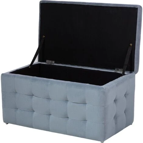Modern Tufted Ottoman Bedroom Bench Storage Chest Grey Velvet Michigan 7 Modern Tufted Ottoman Bedroom Bench Storage Chest Grey Velvet Michigan - Image 5