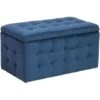 Modern Tufted Ottoman Bedroom Bench Storage Chest Dark Blue Velvet Michigan