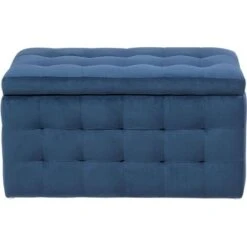 Modern Tufted Ottoman Bedroom Bench Storage Chest Dark Blue Velvet Michigan -Living Room Furniture Store 5624803 4