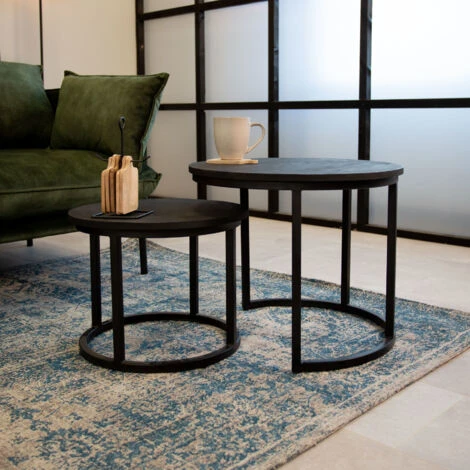 Industrial Coffee Table Set Of 2 Giro Black 3 Industrial Coffee Table Set Of 2 Giro Black