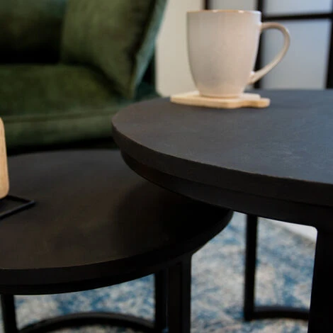 Industrial Coffee Table Set Of 2 Giro Black 4 Industrial Coffee Table Set Of 2 Giro Black - Image 2