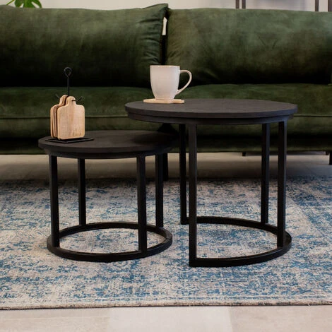 Industrial Coffee Table Set Of 2 Giro Black 5 Industrial Coffee Table Set Of 2 Giro Black - Image 3