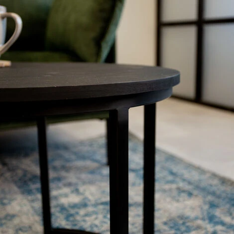 Industrial Coffee Table Set Of 2 Giro Black 6 Industrial Coffee Table Set Of 2 Giro Black - Image 4