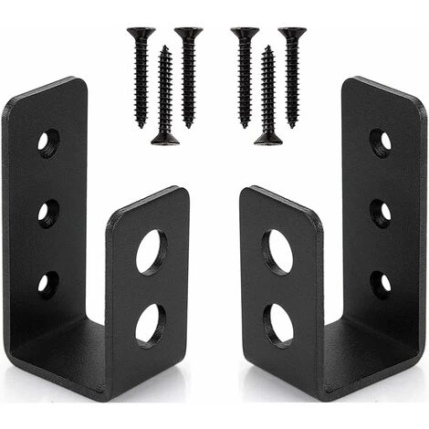 Heavy Duty Steel Door Brackets For 2x4 Door, U-Shape Security Bar, 2Pcs 3 Heavy Duty Steel Door Brackets For 2x4 Door, U-Shape Security Bar, 2Pcs