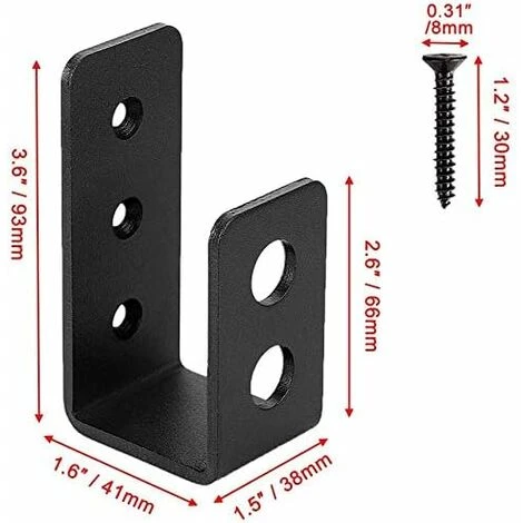 Heavy Duty Steel Door Brackets For 2x4 Door, U-Shape Security Bar, 2Pcs 4 Heavy Duty Steel Door Brackets For 2x4 Door, U-Shape Security Bar, 2Pcs - Image 2