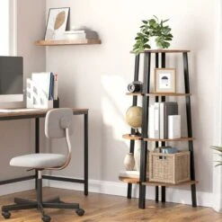 Corner Shelf, 4-Tier Ladder Shelf, Free Standing Bookshelf Bookcase, Industrial Plant Stand, Storage Rack Organiser Display Shelving Unit, For Hallway, Living Room, HOOBRO EBF41CJ01 9 Corner Shelf, 4-Tier Ladder Shelf, Free Standing Bookshelf Bookcase, Industrial Plant Stand, Storage Rack Organiser Display Shelving Unit, For Hallway, Living Room, HOOBRO EBF41CJ01 -Living Room Furniture Store 56691431 3