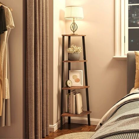 Corner Shelf, 4-Tier Ladder Shelf, Free Standing Bookshelf Bookcase, Industrial Plant Stand, Storage Rack Organiser Display Shelving Unit, For Hallway, Living Room, HOOBRO EBF41CJ01 7 Corner Shelf, 4-Tier Ladder Shelf, Free Standing Bookshelf Bookcase, Industrial Plant Stand, Storage Rack Organiser Display Shelving Unit, For Hallway, Living Room, HOOBRO EBF41CJ01 - Image 5