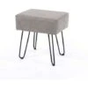Rectangle Padded Stool Grey Fabric Footstool Fabric Furniture Metal Legs Seat