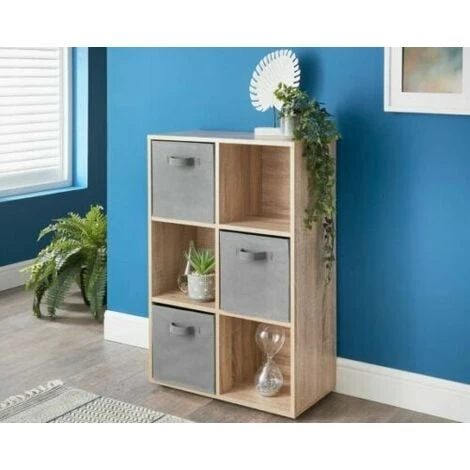 6 Cube 3 Basket-Oak Bookcases 4 6 Cube 3 Basket-Oak Bookcases - Image 2