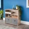 Wooden Storage 2 Shelves 2 Cube Storage (Oak) -Living Room Furniture Store 57883502 1
