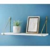 80cm White Shelf With Gold Metal Wire