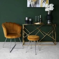 46cm Value Alice Mustard Tufted Stool -Living Room Furniture Store 58089027 3