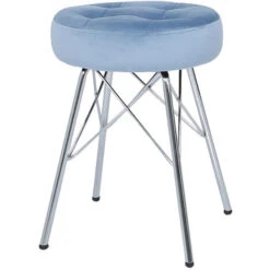 46cm Value Alice Light Blue Tufted Stool