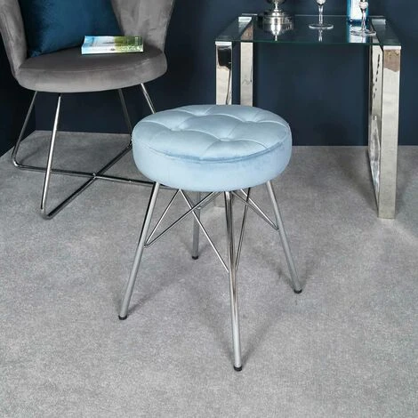 46cm Value Alice Light Blue Tufted Stool 4 46cm Value Alice Light Blue Tufted Stool - Image 2
