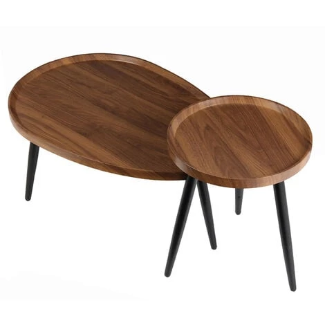Nesting Coffee Table Centre Accent Table Round Wooden Side Table 5 Nesting Coffee Table Centre Accent Table Round Wooden Side Table - Image 3