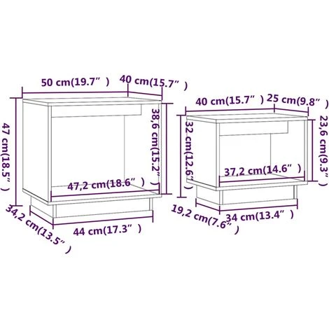 Nesting Coffee Tables 2 Pcs Solid Wood Pine VidaXL 5 Nesting Coffee Tables 2 Pcs Solid Wood Pine VidaXL - Image 3