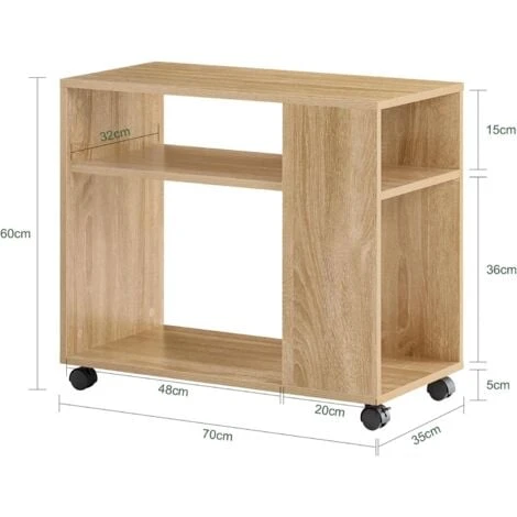 SoBuy Movable Storage Side Table With 2 Tiers Bookcase,FBT34-N 5 SoBuy Movable Storage Side Table With 2 Tiers Bookcase,FBT34-N - Image 3