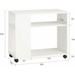 SoBuy Movable Storage Side Table With 2 Tiers Bookcase,FBT34-W -Living Room Furniture Store 5890640 3