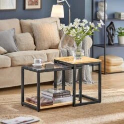 SoBuy Nesting Side Table,2 Pieces,FBT35-SCH -Living Room Furniture Store 5890641 2