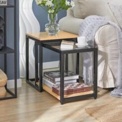 SoBuy Nesting Side Table,2 Pieces,FBT35-SCH -Living Room Furniture Store 5890641 4