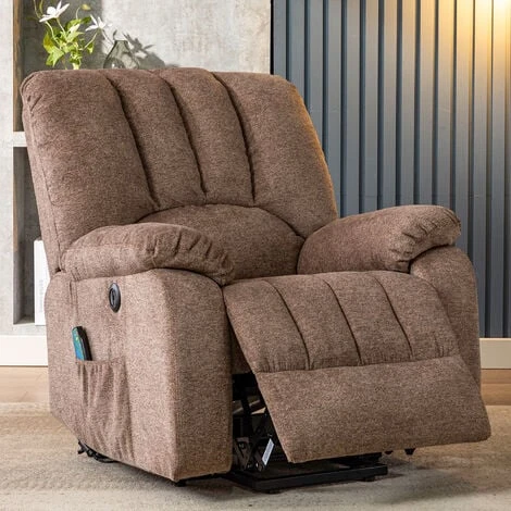 Electric Power Lift Recliner Chair Sofa Armchair With Massage And Heat For Elderly 2 Side Pockets USB Ports For Living Room, Brown 3 Electric Power Lift Recliner Chair Sofa Armchair With Massage And Heat For Elderly 2 Side Pockets USB Ports For Living Room, Brown