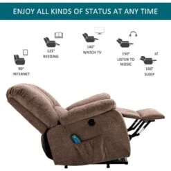Electric Power Lift Recliner Chair Sofa Armchair With Massage And Heat For Elderly 2 Side Pockets USB Ports For Living Room, Brown 10 Electric Power Lift Recliner Chair Sofa Armchair With Massage And Heat For Elderly 2 Side Pockets USB Ports For Living Room, Brown -Living Room Furniture Store 58978186 4