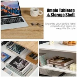 110cm Lift Top Coffee Table Modern Wooden Lift Top Dining Table Hidden Storage -Living Room Furniture Store 59178086 3