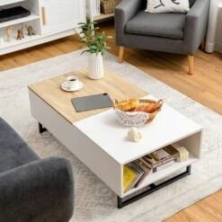 110cm Lift Top Coffee Table Modern Wooden Lift Top Dining Table Hidden Storage -Living Room Furniture Store 59178086 5