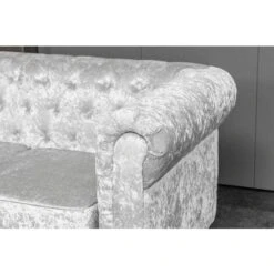 Chesterfield 2 Seater Sofa Velvet Fabric Settee Couch In Silver -Living Room Furniture Store 59472806 4