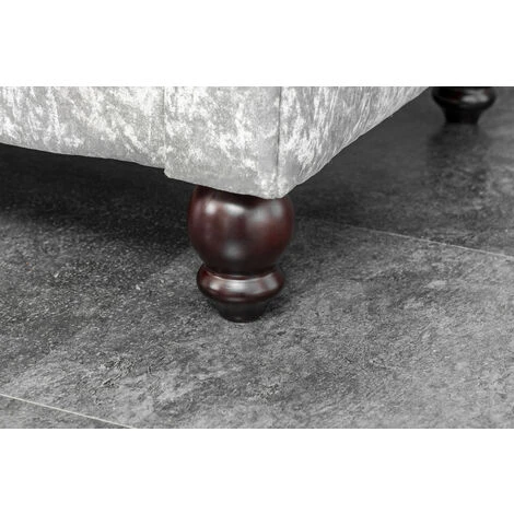 Chesterfield 3 Seater Sofa Velvet Fabric Settee Couch In Silver 7 Chesterfield 3 Seater Sofa Velvet Fabric Settee Couch In Silver - Image 5