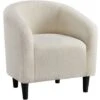 Yaheetech Boucle Club Chair Accent Barrel Chair Upholstered Arm Chair, W70.5 X D65 X H73cm, Ivory