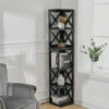 Livingandhome 5 Tier Modern Wood Corner Standing Shelf For Living Room, Black -Living Room Furniture Store 59617463 1