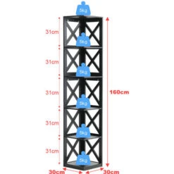 Livingandhome 5 Tier Modern Wood Corner Standing Shelf For Living Room, Black -Living Room Furniture Store 59617463 5
