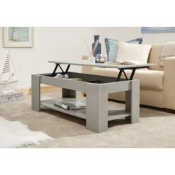 Grey Lift Up Top Coffee Table Storage Area Shelf Reception Occasional Lap Top -Living Room Furniture Store 60567640 3