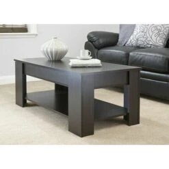 Modern Lift Up Top Coffee Table Storage Area Shelf Occasional Lap Top Dark Wood -Living Room Furniture Store 60572830 2
