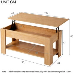 Lift Top Coffee Table With Storage And Shelf For Living Room, Oak -Living Room Furniture Store 60857039 5