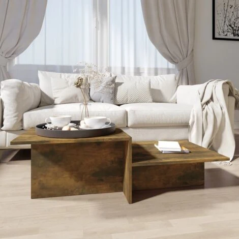 Coffee Table Smoked Oak 111.5x50x33 Cm Engineered Wood VidaXL 4 Coffee Table Smoked Oak 111.5x50x33 Cm Engineered Wood VidaXL - Image 2