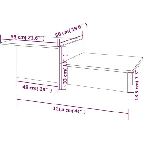 Coffee Table Smoked Oak 111.5x50x33 Cm Engineered Wood VidaXL 5 Coffee Table Smoked Oak 111.5x50x33 Cm Engineered Wood VidaXL - Image 3