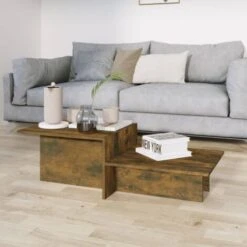 Coffee Table Smoked Oak 111.5x50x33 Cm Engineered Wood VidaXL 10 Coffee Table Smoked Oak 111.5x50x33 Cm Engineered Wood VidaXL -Living Room Furniture Store 60889211 4