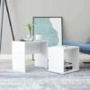 Topdeal Coffee Table Set White 48x30x45 Cm Chipboard FF802885UK -Living Room Furniture Store 61186052 1