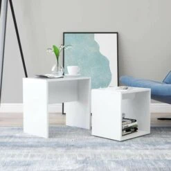 Topdeal Coffee Table Set White 48x30x45 Cm Chipboard FF802885UK