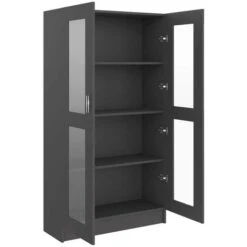 Topdeal Vitrine Cabinet Grey 82.5x30.5x150 Cm Chipboard FF802761UK -Living Room Furniture Store 61186339 5