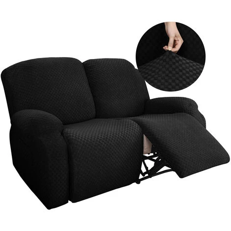 2 Seater Elastic Recliner Chair Cover Armchair Sofa Loveseat Cover Slipcover Black 3 2 Seater Elastic Recliner Chair Cover Armchair Sofa Loveseat Cover Slipcover Black