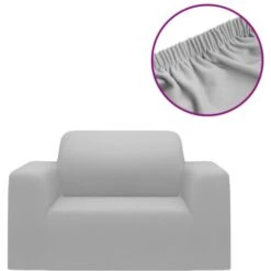Stretch Couch Slipcover Grey Polyester Jersey VidaXL